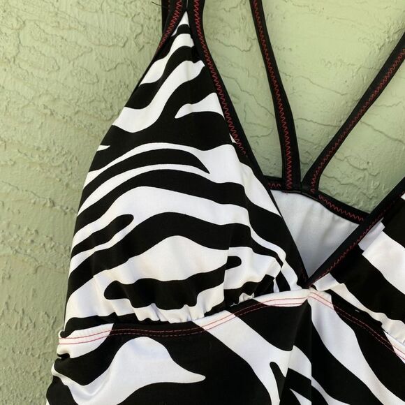 Cole Of California Zebra Cross Front Tankini NWOT Sz XL - Picture 4 of 11